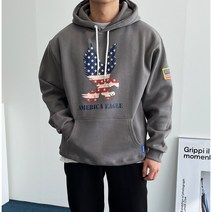 베럴댄나우 남자 기모 독수리 프린팅 오버핏 후드티