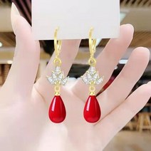 옥귀걸이 에메랄드 할머니 붉은 손으로 새겨진 워터 드롭 옥 귀걸이 부티크 쥬얼리 남자와 여성 액세서리