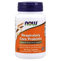NOW Supplements Respiratory Care Probiotic with Clinically Tested NCFM & BI-04 60 Veg Capsules nu, 1매입, 1, White/Orange