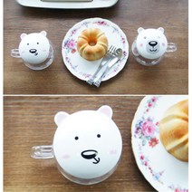 곰돌이 캐릭터 티머그컵 주방용품 식기 쥬스컵 커피잔 과실컵 유리컵 머그잔 다용도컵, 스마일