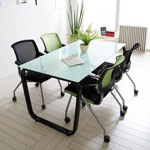 매장 가게 응접 테이블 블랙 철제다리 원장님 보조책상 오피스가구 미드센츄리 가성비 가정용 학원 안내데스크, 유리_화이트