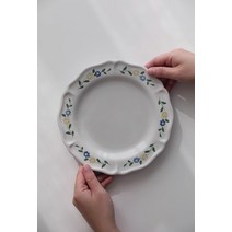 프렌치 무드 레이스 접시 플라워 세라믹 오벌 도자기 타원형 하이풋 디저트 플레이트 그릇, 소반