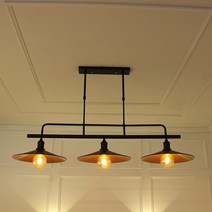 식탁 조명 시크 블랙 3등, LED 램프 12W 전구색(노란빛)3개포함