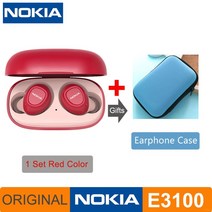 노키아 E3100 TWS 헤드폰 Fone uriulres 무선 블루투스 이어폰 HD 전화 400mh 안드로이드 IOS 레드 오렌지, 07 E3100 Red and Case