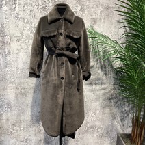 시슬리 사이드 포켓 페이크 롱무스탕 SALEC2161 GR