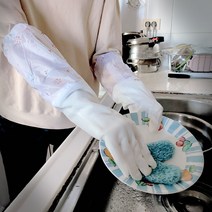 Heley 안찢어지는 긴 설거지 기모 고무장갑 두꺼운 김장용 김장 요리, 50cm (기모 O), 화이트