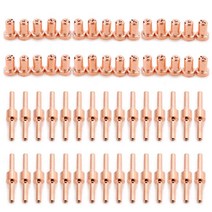 60PCS 레드 구리는 긴 플라즈마 커터 팁 전극 및 노즐 키트 소모품에 대한 PT31 LG40 40A는 용접 토치 절단 확장, 보여진 바와 같이, 하나