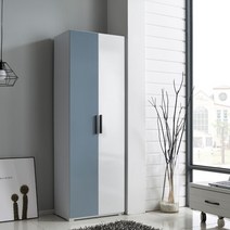[아이앤]엘리시아 600 도어 옷걸이 옷장 PF, 옷봉형/딥블루