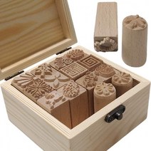 TINTON 생명 16 개 나무 점토 도자기 스탬프 도자기 도구 나무 블록 스탬프