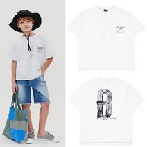 블루테일 [블루테일]AXA5TS05WT 레터링 나염 화이트 반팔