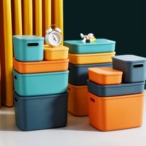 마니세르 파스텔 리빙박스 플라스틱 수납함 옷 속옷 양말 장난감 서랍 펜트리 정리함, 대형, 오렌지