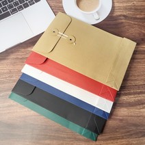 A5 컬러 무지 감성 디자인 색상 크라프트 하도메 종이 단추 각대 포장 사각 봉투 케이스 제작 소봉투 서류 포토 사진 그림 선물 엽서 보관 끈 달린 박스 패키지 세로 검정 블랙 1p, 빨강