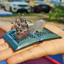 조립 만들기 3d 퍼즐 입체 키트 아이큐 금속 에펠탑 지구본 따서 메탈 장난감 큐브 DIY 3D 네덜란드 풍차 등대 어린이용 12 세 이상 다채로운 색상 직소 상자, 없음, MobyDickBook-색상