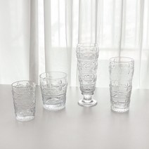 꽃무늬 유리컵 빈티지 글라스 물컵 하이볼 고블렛 카페 홈카페