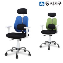 동서가구 화이트 CR003 요추 사무용 공부방 사무실 게이밍 체어 의자 DF631652, 그린