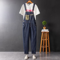 스트릿패션 질좋은 작업복 커버롤 정비복 클래식 워싱 포켓 남자멜빵바지 커플옷 데님점프수트