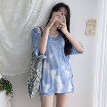 타이다이 물나염 브이넥 박스핏 루즈핏티