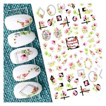 자연스러운 데코 네일스티커 꽃잎 하트 체크 네일아트, 51.플라워가랜드 스티커 N851