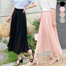 가비진 여성 쉬폰 플리츠 밴딩 롱치마 224