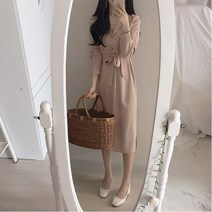 [랜덤플레이] 간절기 롱 슬리브 트렌치 셔츠 원피스