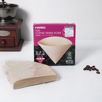 하리오 V60 커피 종이 필터 여과지 필터지 드립 세트 용품, 필터 40매(중)