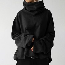 S-5XL 여성 빅사이즈 터틀넷 스웨터 셔츠 사이즈 여성 그레이 후드 터틀넥 트레이닝 루즈핏 셔츠