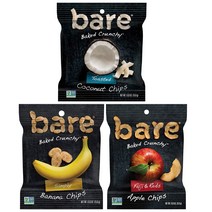 Bare 베이크 크런치 후르츠 스낵 팩 글루텐 프리 애플 바나나 코코넛 플레이버 0.53oz 16개입, 수량