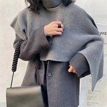 [이경희] 터틀넥 니트 숄 목 폴라 머플러 케이프 어깨