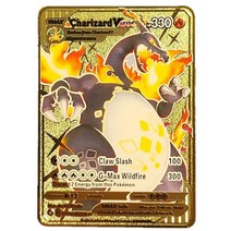 hard iron pokemon cards gold metal pokemon letters pikachu mewtwo charizard vmax game collection car, y65