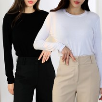 순이들 여성 쫀쫀 텐셀 라운드 2종 긴팔 티셔츠