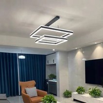 LED펜던트 사각형 LED 샹들리에 현대적인 럭셔리 디자인 홀 및 거실 북유럽 미니멀리스트 스타일 다이닝 룸 램프 펜던트 천장 조명, 10.Gold - 220V - White light