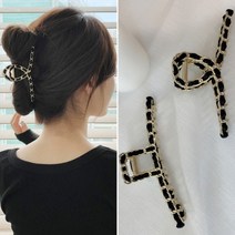 골든체인 올림머리 집게핀 명품 고급 여자 대형 예쁜 여성 메탈 대왕 자동 헤어 헤어핀