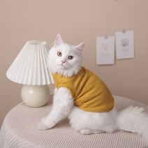 Hoopet Thicken Indoor 스핑크스 고양이 옷 작은 개를위한 겨울 민소매 웜 조끼 고양이를위한 애완 동물 치와와 소프트 자켓 의류, YELLOW_L
