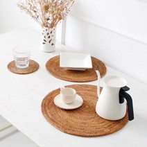 [도란몰] 원형 라탄 식탁매트 둥근 테이블매트, 라탄매트(원형) - 대