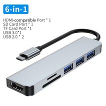 노트북 PC USB 허브 어댑터 macbook proair pd tf sd 잭 3.5mm aux 456811 포트 독 스테이션이 있는 4k hdmi 호환 에, g-6 in 1 유형 c