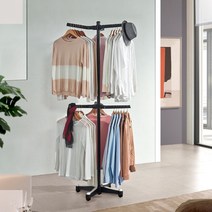 트리플 행거 회전식 옷걸이, 1, 쿠팡 ZERONE 바퀴없음_블랙