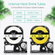 엡손 SU3Y 열 수축 튜브에 대 한 5pcs 3.5mm 레이블 LW300 라벨 기계에 노란색 호환, 02 Black on Yellow