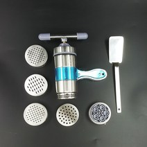 가정용제면기 만두피 우동면 만들기 제면기 누들 누름 다기능 도구 템플릿 기계 누름 파스타 국수 장치 수동 가정용 국수 다섯 머리 국수 둥지, 5 템플릿 누들 프레스 + 스테인레스 스틸 국수