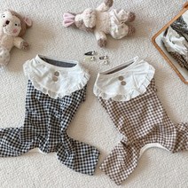 펫앤라이프몰 체크 강아지올인원 강아지실내복, 블랙