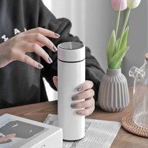 보온 보냉 스마트 터치 LED 온도표시 차망 텀블러 보온병500ml, LED텀블러_블랙