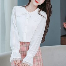 넷투넷코리아 여성 라운드넥 둥근카라 루즈핏 기본 블라우스 셔츠
