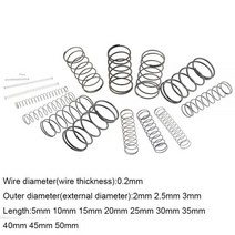 인장스프링 20pcs 0.22 2.5 35-50mm 스프링 스틸 소형 압축 해제 기계식, 0.2mm, 2mm, 20mm, 20mm
