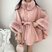 부드러운 퍼 미니 망또 케이프 하프 코트 가디건