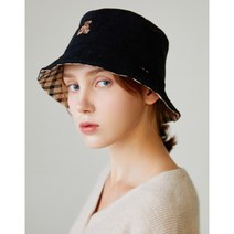 닥스 블랙 캐릭터자수 면 양면벙거지모자 DBHE2F133BK