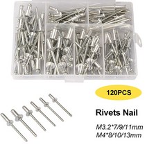 팝너트 건 헤비 듀티 리베터 세트팝 리벳 건120Pcs 블라인드 리벳 구색 키트 핸드 툴 리벳 너트 도구, 01 120PCS