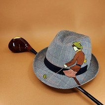 체크 패턴 페도라 골프 그림 아트테크 중절모 가을 품격있는 라운딩 남녀공용 모자 hat, 땀흡수패드10장, 체크베이지