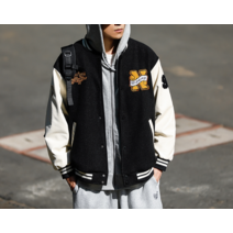 빈티지 남성 봄 가을 레트로 야구점퍼 자수 루즈핏 자켓