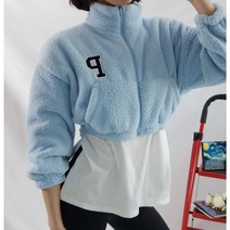 [무배]뽀글이 양털 크롭 루즈핏 숏 여성 하이넥 후리스 점퍼 집업