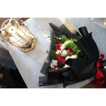 [피오니페페] 발렌타인데이 장미 가득 꽃다발 [ 2월 14일 강남 당일꽃배달 ], 포장지 (블랙)