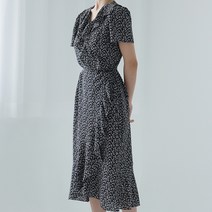 PLUVIA 플라워 랩원피스 자체제작 러플 미디 꽃무늬 린 원피스